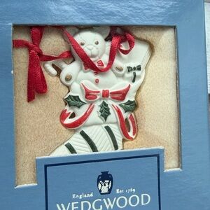 Wedgwood Snowman Stocking Ornament - Red and Green